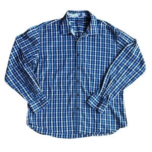 Marco Brunelli LS Cotton Button Up Shirt Blue White Checkered Italian XXLarge